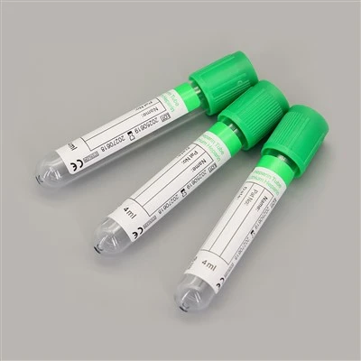 Tubo de extracción de sangre con heparina y tapa verde